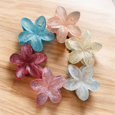 Hawaiian Flower Hair Claw Clips, Plumeria Design,Frosted Finish ,  Multicolour